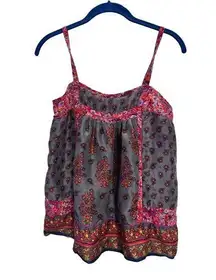 Rebecca Taylor colorful patchwork kantha tank S