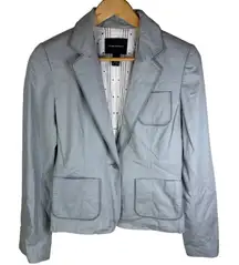 Club Monaco Blazer Size 2 Gray Cotton Blend Pockets Buttoned Sleeve Cuff‎ Office
