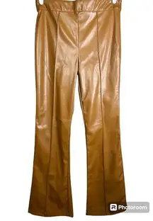 NWT Princess Polly Brown Vegan Leather ‘Braden’ Flare Bootcut Pants Size 8