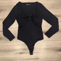 Abercrombie black cozy tie front bodysuit