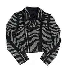 Dellore Black and silver zebra print sequin jacket