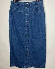 Tommy Hilfiger Jean Skirt Straight Sz 10 Snap Front Midi Length