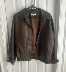 She & Sky Leather Bomber Jacket