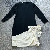 Vintage Jackie Bernard for Eklektik Long Sleeve Bow Dress Black White 14