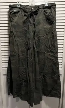 Fire Jeans Bethany Green Camo Maxi Skirt Zip/Tie Waist Size 17 Pleated Pockets