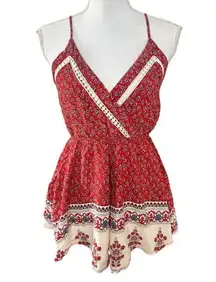 Boutique  Boho Crochet Lace Detail Romper