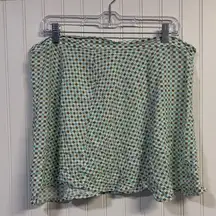 SO green white blue checkered mini skirt flowy lightweight women's L
