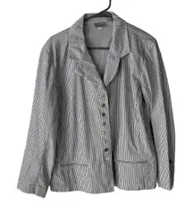 Chicos Size‎ 3 Large Stripped Button Up Cotton Jacket