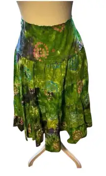NWT Willi Smith Green Hippie Tie Dye Festival Skirt Sz 12