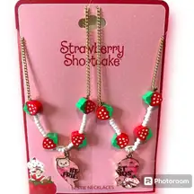 Strawberry Shortcake Heart Strawberry Best Friend Necklace Set