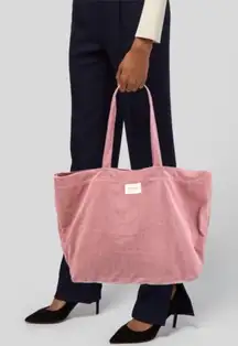 Sezane La Maille Pink Corduroy Tote Bag