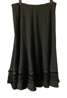 SUNNY LEIGH BLACK FLOWY RUFFLE MIDI SKIRT