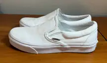 Vans Classic All White Slip On Canvas Sneaker Skate Neutral Casual W7