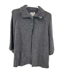 Talbots 3 button charcoal gray sweater cape 3/4 sleeve casual business XL