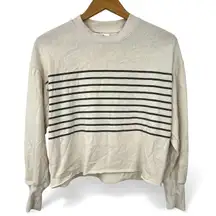 Sundry  XS Long Sleeve Tee T-shirt Top Striped sweatshirt cream grey cotton Crop