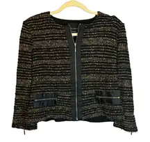 Ming Wang Jacket Women's Size Petite Large Gold Black Sparkles‎