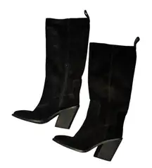 Steve Madden Black Suede Tall Heeled Boots - size 8M