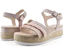 Light Pink Fringe Sandals 