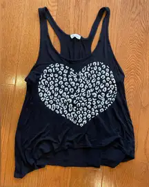 Sans Souci Leopard Heart Hi-Lo Racerback Tank Top with Back Zipper – Size Small