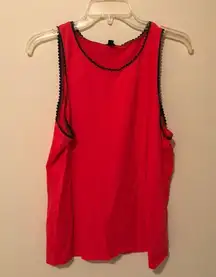 J. Crew Red Faux Leather Scalloped Trim Tank