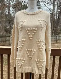 Saltwater LUXE Cream Crew Neck Sweater with Knitted Texture