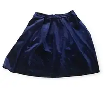 Worthington Novelty Pleated Blue Velvet Skirt Size 8 Medium Short A Line