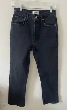 Agolde Riley Crop Black Jeans High Rise