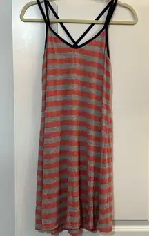 🌕 striped navy coral super soft strappy tank dress NEW size medium