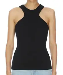 Agolde Black Ribbed Bea Cutaway Tank Top High Neck Sleeveless Shirt Small
