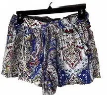 Bebop Pull on Shorts Womens S Paisley Flowy Fit Boho Festival Colorful