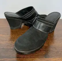 Antonio Melani Women's Mules Slip On Heeled Sandals Suede Leather Black 8.5M