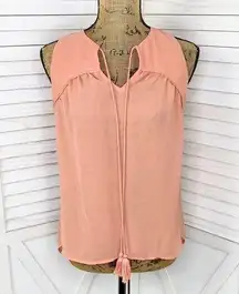 Naked Zebra Flowy V Neck Sleeveless Blouse Peach Orange Small