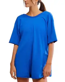 FP Movement Hot Shot Crew Neck Short Sleeve Oversized Patch Pocket V Back Tee Romper Electric Shock NWT Size XS