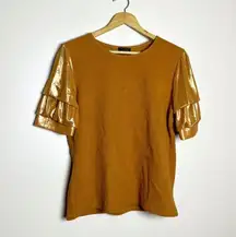 Current Air CLEARANCE! Orange  Shimmer Sleeve Top Size L Like New