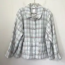 Lauren Conrad NEW White Plaid Tweed Button Up Crop Jacket ~ Size 4X NWT $68