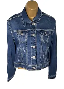 Amethyst Jeans Cropped Denim Jacket Distressed Stretch Medium Juniors