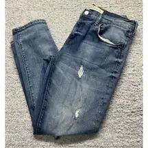 Gap 1969 Womans 28 Denim Jeans Blue Girlfriend Distressed Mid‎ Rise Stretch