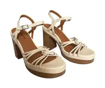 Lucky Brand Ismene Strappy Leather Platform Heel Sandals Size 8.5