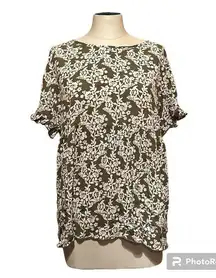 ChicSoul womens 3x Daisy Love green white 100% rayon babydoll top