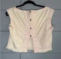 Women's Rachel Comey Yana Boxy Cotton Canvas Crop Top in Pink Ombre size 4 Boho