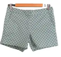 Willi Smith Y2K Kelly Green & Navy Geometric Print Shorts Mod Preppy Size 4