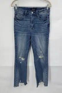 Judy Blue Distressed Straight Leg Jenas Women 7/28 Blue Denim High Waist Preppy