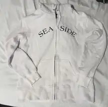 White seaside zip up sweatshirt
