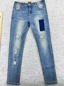 POL Clothing Patchwork Jeans Blue Size Small Women’s Waist‎ 28