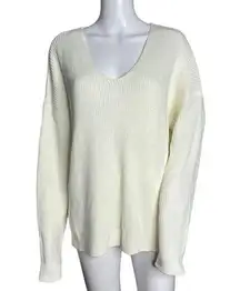 Lumiere Sweater Womens Medium Cream Chunky Knit Casual Preppy Neutral Minimalist