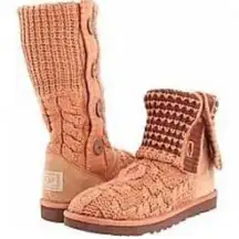UGG Knitted High Boots in Orange Salmon Women’s Size 8