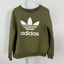 Adidas Trefoil Logo sz M Textured Crewneck Sweatshirt Green Men's Quilted Casual
