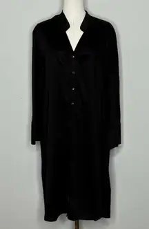Harshman Toula Tunic Dress Black Button Cotton Shirt Dress Womens Medium