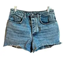 O’Neill Women’s Cut Off High Rise Button Fly Denim Shorts Distressed Sz 30 / 10