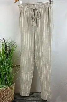 Beach Lunch Lounge Linen Blend Giavanna  Sailing Tan & White Pants XS